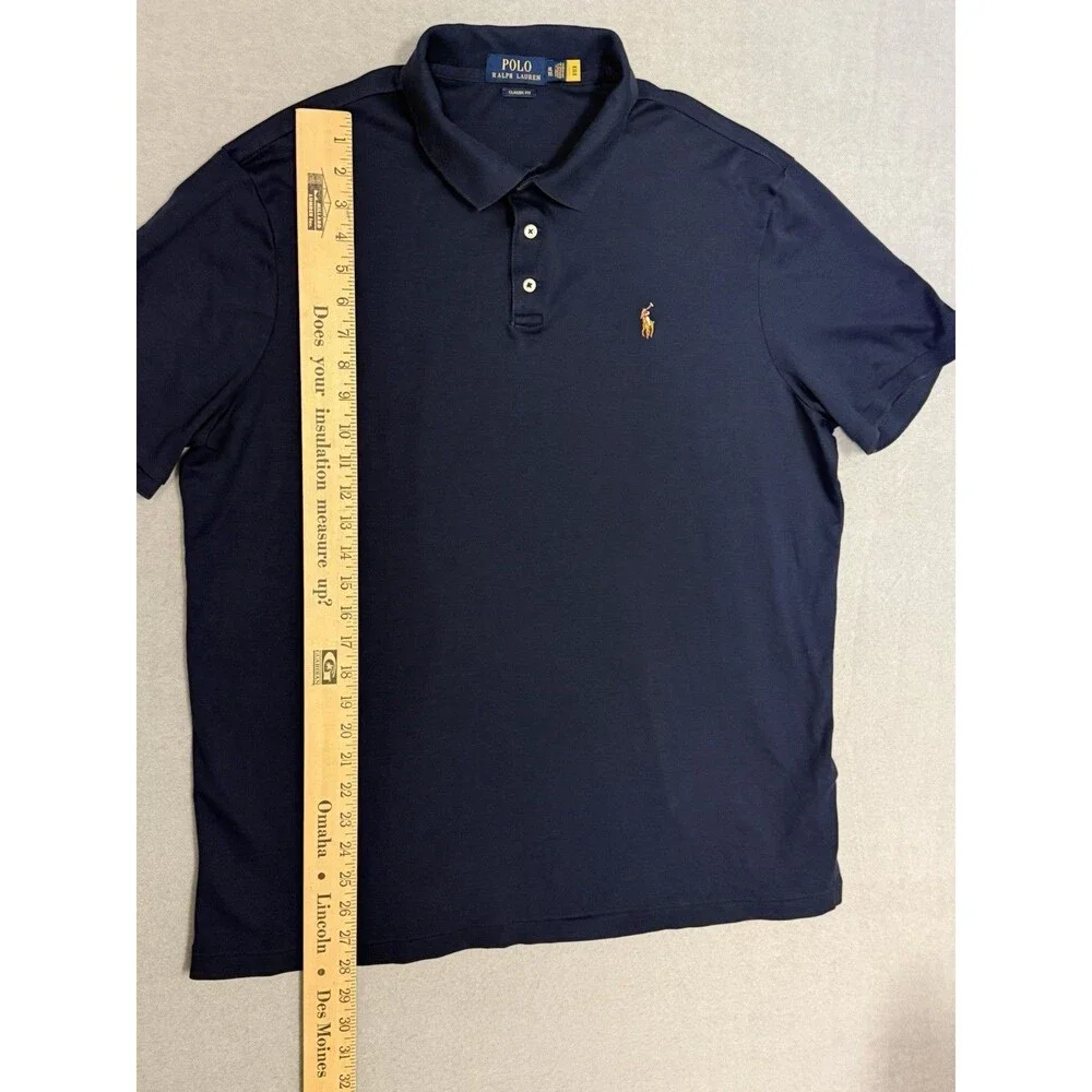 Polo Ralph Lauren Mens Polo Shirt XL Navy Blue Short Sleeve Classic Fit QR Tag